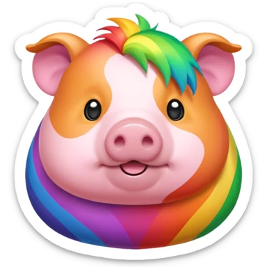 rainbow colored gunea pig sticker