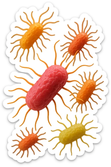 EMOJI STILE IPHONE 3D DI batteri intestinali che fluttuano in aria E FALLO MOLTO REALISTICO IN 3D sticker