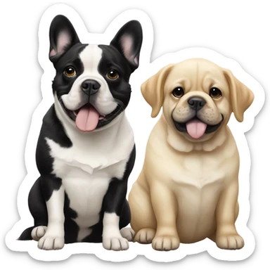 English cream golden retriever and an oreo colored frenchie as best friends sticker