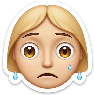 emoji face with short narrow eyes, tears welling up and then being reabsorbed sticker