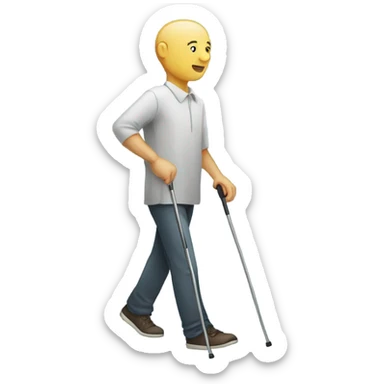 blind person walking with cane sticker