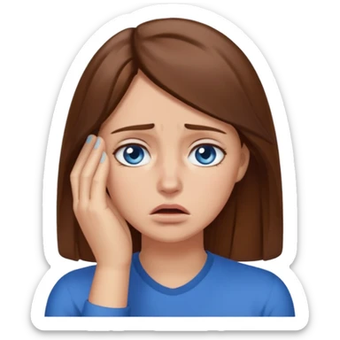 Facepalm woman upset brown hair blue eyes  sticker