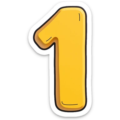Number 1 on a yellow volumetric background sticker