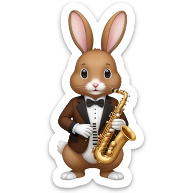 rabit playing saxophone jazz sticker