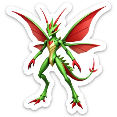  Cool Edgy Shiny Futuristic Ethereal Legendary Scizor-Kartana-Digimon-Schyther-Flygon-hybrid full body sticker
