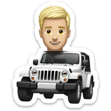 Guy with blonde hair with jeep wrangler white  sticker