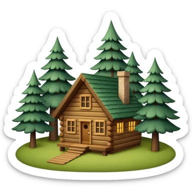 cabin in the woods, surrounded by pines sticker