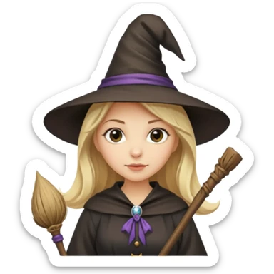 Witch flying on broom with blonde hair sticker