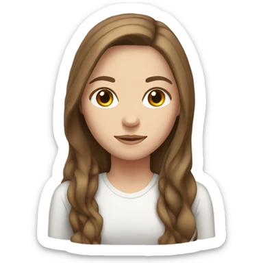 White girl with long, loose, brown hair. sticker