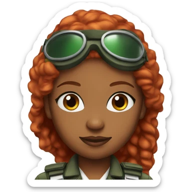 african american woman green eyes air plane pilot with red hair sticker