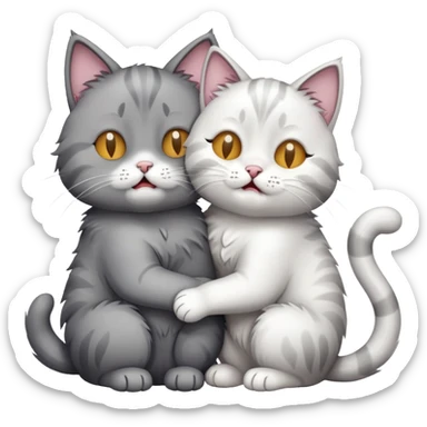 Cat crying hugging another cat  sticker