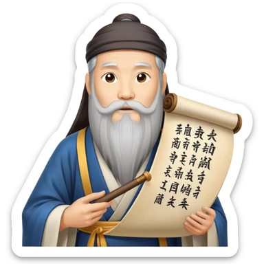 Ancient Taoist philosopher with a scroll sticker