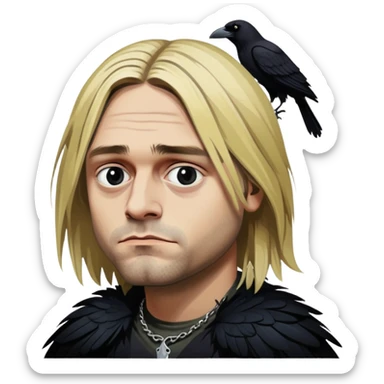 Kurt cobain as a crow sticker