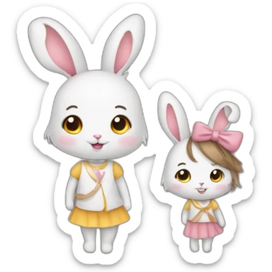 lapin avec une petite fille sticker