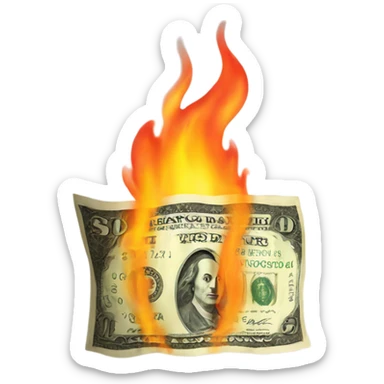 Money on fire sticker