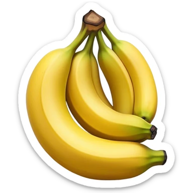Cinematic bright yellow banana, smooth peel with gentle curves, slightly ripened, stacked in a charming bunch, warm glowing background, soft and inviting. sticker