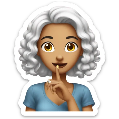 Beautiful girl with a funny nail sticker