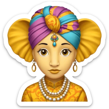 A human with a elephant head that is yellow sticker