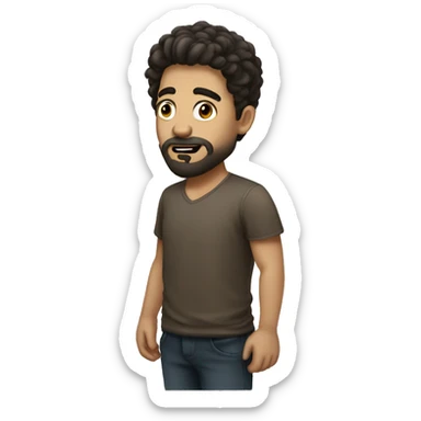 Guy with light skin , dark brunette hair , Beard and stinky nose sticker