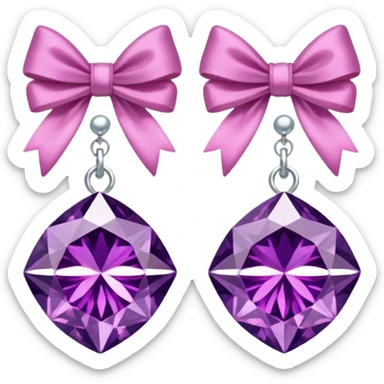 purple diamond earrings with a pink bow sticker