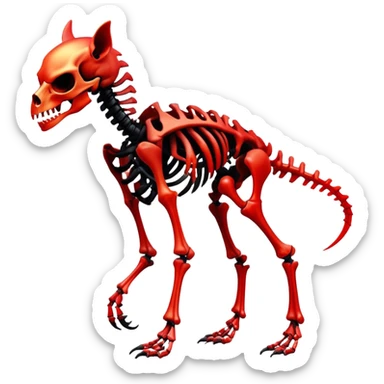 A black and red gradient epic shiny cool edgy skeletal animal, full body sticker