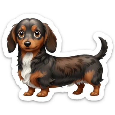 Black & brown Merle long haired Dachshund full body sticker