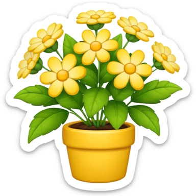 Vibranium shrub  in emoji format. I bunch of yellow whitish flowers with green leaves behind. Minimalistic. sticker