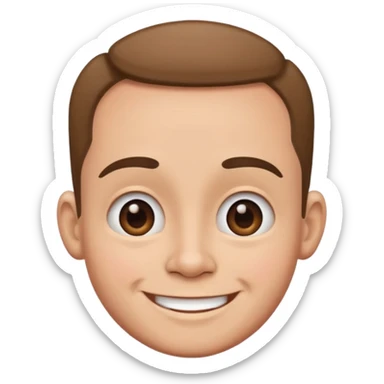 Funny caricature style cartoon, big head, happy face sticker