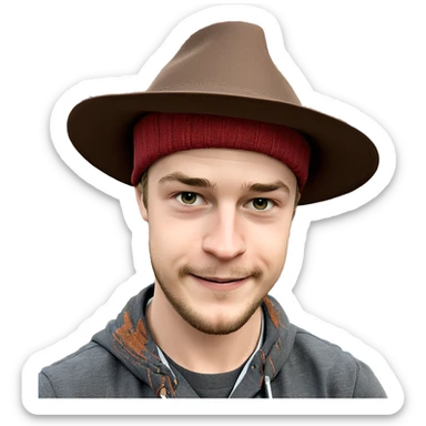 happy boy outdoors with hat sticker