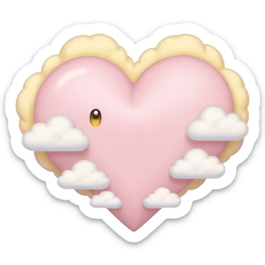 Heart of a cloud in soft pink, beige and yellow pastel light sticker