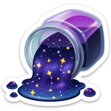8. giant magical ink bottle spilling living constellations sticker
