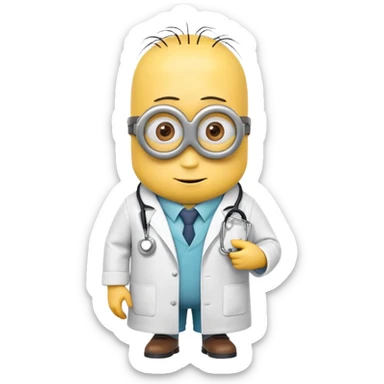 yellow minion character wearing doctor coat and stethoscope sticker