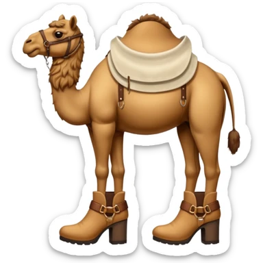 Camel Head Fridge Body Camel Legs Wear And Brown Boots And Background City sticker