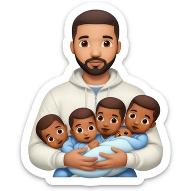drake with ten babies in his hand sticker