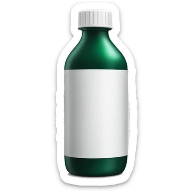 dark green liquid in bottle with white screw lid realistic soft textures sticker