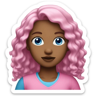 girl with slightly wavy hair dressed in pink with blue eyes  sticker