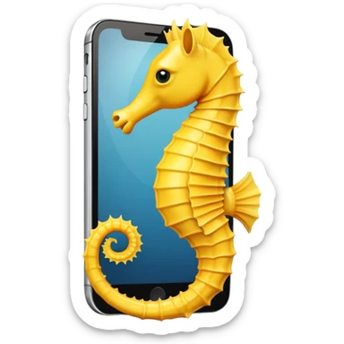 Yellow seahorse in the iPhone sticker