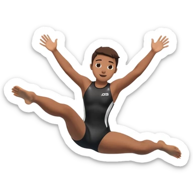 A young person leaps boldly into a pool named “Confidence,” arms wide, surrounded by skilled divers mid-air. Though less experienced, their fearless energy shines, symbolizing sticker