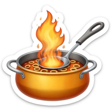 Un cucharón con fuego por debajo sticker