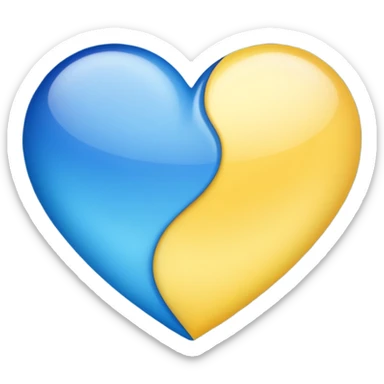 Corazón azul y amarillo juntos degradado mitad y mitad sticker