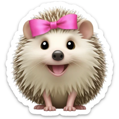 hedgehog with a pink bow sticker