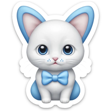 Bébé chat blanc et blanc avec noeud papillon bleu sticker