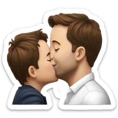 Xavier bettel kissing a little man with brown hait sticker