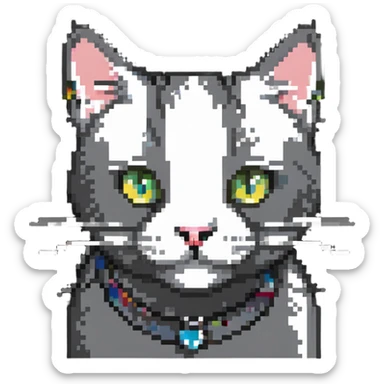 A happy cat with whiskers sticker