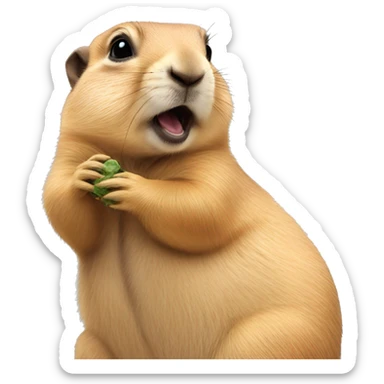 prairie dog chewing on its cage sticker