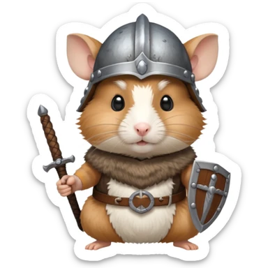 hamster with viking helmet and sword sticker
