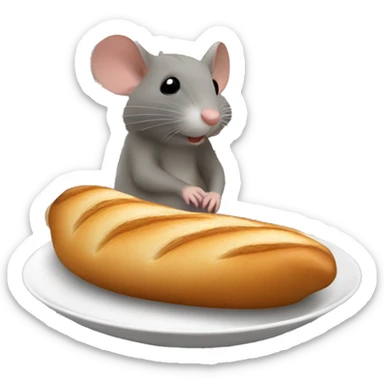 Ratón tomando un café con un baguette en la vista de la torre efiel sticker