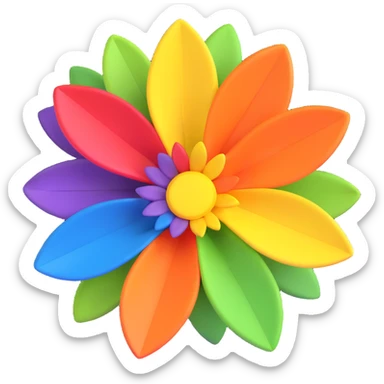 A magic flower with seven petals, each petal a different color sticker