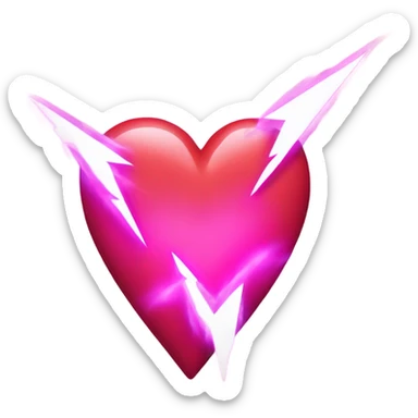 Pink Heart with red and white lightning bolts sticker