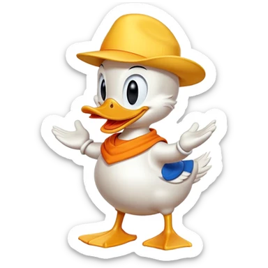 Donald Duck in classic emoji style, new pose sticker
